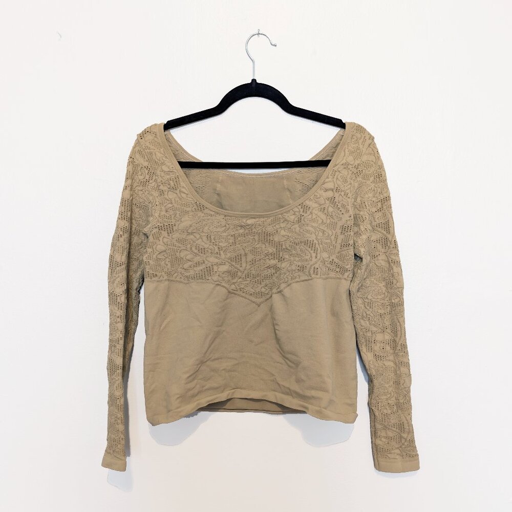 Anthropologie Seamless Boat Neck Top Muted Olive